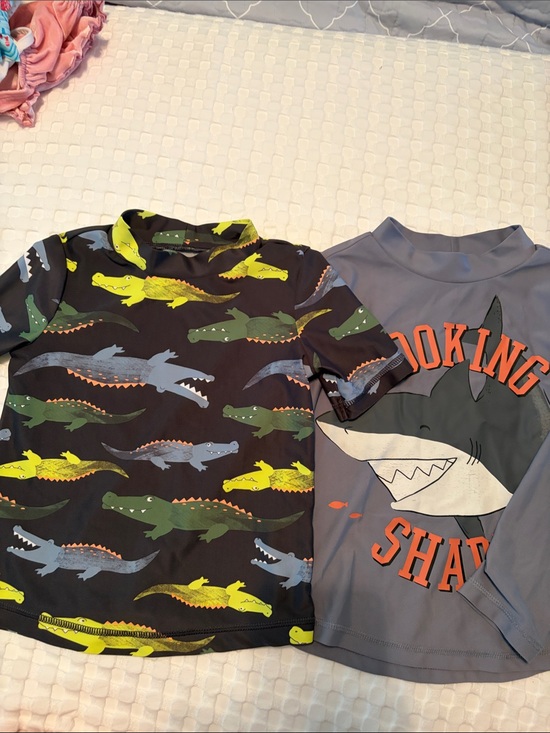 Carter's Other - Carter's Boys Swim Rashguard Set — Black Crocodile Print & Gray Shark Graphic
